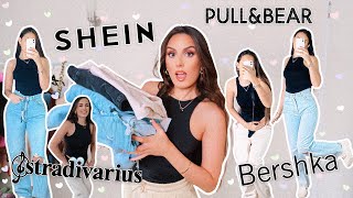 STRAIGHT LEG JEANS TRY ON HAUL  STRADIVARIUS BERSHKA PULL amp BEAR SHEIN ASOS 2021 [upl. by Trin]