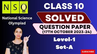 Class 10 NSO 202324 Level 1 Question Paper With Complete Solution  NSO 202323  SETA Paper [upl. by Raynell]