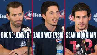 Boone Jenner Zach Werenski and Sean Monahan on Blue Jackets Training Camp  Media Availability [upl. by Chloe949]