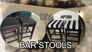 DIY REUPHOLSTERED BAR STOOLS [upl. by Iatnwahs]