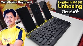 Logitech K480 MultiDevice Bluetooth Keyboard UnBoxing  in Telugu  TechLogic [upl. by Ennyl97]