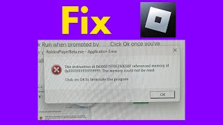 How to fix roblox the instruction at 0x0000 referenced memory error [upl. by Hugh]