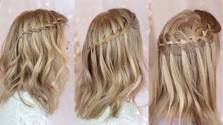 3 Waterfall Braids on Short Hair [upl. by Enaitsirk662]