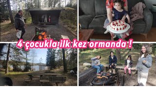 İSVEÇ DE GÖL VE ORMAN MANZARASI 🌳 4 çocukla kamp olurmu ❗BEGÜM 1 YAŞIN DA 🎂 [upl. by Ocko]