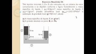 Mecânica  Hidrostática  Estática dos Fluidos  Exercício Resolvido 04 C21TEF04 [upl. by Ardna766]