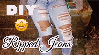 DIY RIPPED JEANS Detailed [upl. by Uoliram]