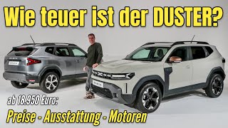 DACIA Duster PREISE ab 18950 Euro  wie teuer ist der NEUE Ausstattung  Vergleich  2024 [upl. by Oza188]