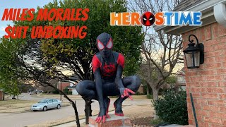 Into the Spiderverse Miles Morales Suit Unboxing  Herostime [upl. by Einial]