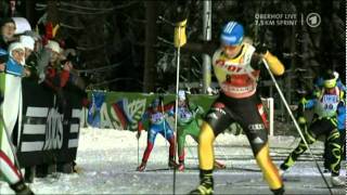 Magdalena Neuner  27th World Cup win  Oberhof Sprint Jan 2012 [upl. by Zilvia]