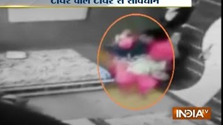 Insane 3yearold kid mercilessly beaten by tuition teacher caught on CCTV [upl. by Furmark198]