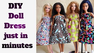 DIY Doll dress just in minutes 👗  Barbie Hacks and crafts barbiediy [upl. by Ennairoc]