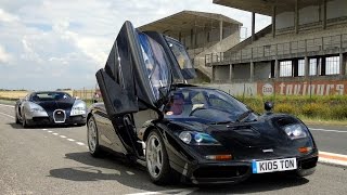 McLaren F1 amp Bugatti Veyron 164 ReimsGueux Flybys burnout accelerations [upl. by Ramhaj]