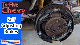 How to install selfadjusting drum brakes on any car or truck with 11quot Bendix brakes TriFive Chevy [upl. by Novyert]