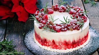 Winter Cake  White Cake with Berry Filling  Christmas Cake [upl. by Enyala]