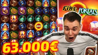 Brutaler 63K Gewinn  Fire Portals 🤯🔥  Casino Slot Stream Highlights [upl. by Nameloc]