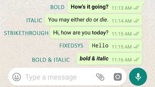 How to write italic bold strikethrough and FixedSys fonts in WhatsApp [upl. by Hedwiga955]