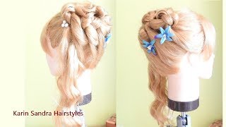 Bridal Hairstyle with side curls amp knots  Curly hairstyle  Wedding Updo  Prom hairstyle [upl. by Nowujalo782]