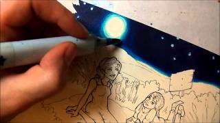 Tutorial Coloring a Night Scene with Copic Markers [upl. by Ahasuerus]