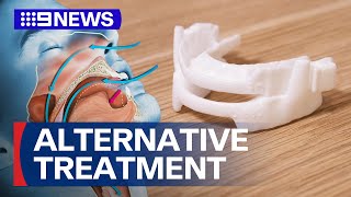 Comfortable alternative for snoring sleep apnoea treatment  9 News Australia [upl. by Ahsikcin864]