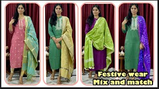 Semi partywearfestive wear mix and match collectionamazon kurtis and dupatta mix and matchRamya [upl. by Parrie]