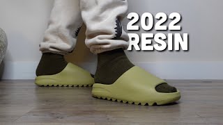 2022 Update YEEZY Slide Resin Review  On Feet Look [upl. by Safko]