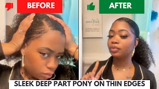 Protective Ponytail Hairstyle on Natural Hair Thinning Edges  ft Hergivenhair [upl. by Yelats]