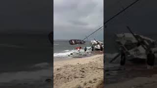 Several injured on Formentera Island as DANA waves capsize boats and throw them ashore Spain [upl. by Eidnam261]