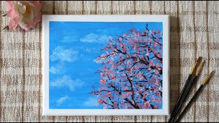 Looking at the Sky from beneath a Blossoming Tree  Acrylic Painting Tutorial [upl. by Aticilef529]