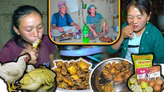 Chicken Roast makaing amp eating in village kitchen  How To Make Chicken Roast  Yummy Chicken Recipe [upl. by Fasano]