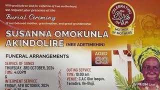 Wake Keep Service for Late Mrs SUSANNA OMOKUNLA AKINDOLIRE Nee ADETIMEHIN [upl. by Jaal]