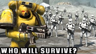 1 SPACE MARINE vs 20 CLONES WARHAMMER 40K vs STAR WARS [upl. by Esalb]