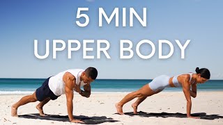 5 MIN UPPER BODY WORKOUT  Strong Arms Chest amp Back No Equipment [upl. by Bobbi]