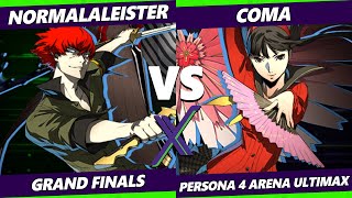 FX 451 GRAND FINALS  NormalAleister Minazuki Vs Coma L Shadow Yukiko Persona 4 Arena Ultimax [upl. by Nynahs]