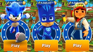 Tag with Ryan vs Sonic Dash vs Subway Surfers  Movie Sonic vs Catboy PJ Masks vs Jake  Gameplay [upl. by Egrog586]