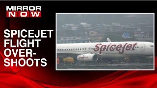 Spicejet flight from Jaipur to Mumbai overshoots runway while landing [upl. by Philbin]