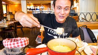 Swiss Food Tour  CHEESE FONDUE and Jumbo Cordon Bleu in Zurich Switzerland [upl. by Woodhouse]