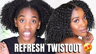 HOW TO REFRESH YOUR TWISTOUT WITHOUT REWASHING POPPIN 14DAY OLD HAIR  TWISTOUT 201 SERIES Ep 7 [upl. by Amoreta193]