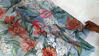 মসলিন শাড়ি হ্যান্ড পেইন্ট ডিজাইন  Silk fabric painting [upl. by Joelly]