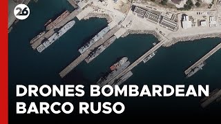 GUERRA RUSIA  UCRANIA  Drones ucranianos bombardearon barco ruso en el mar Negro [upl. by Eidda143]