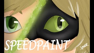 Ephemeral Umbrella Scene Chat Noir  Miraculous Ladybug  Speedpaint [upl. by Sinai]