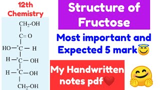 🌟Structure of FructoseVery Important 5 mark [upl. by Tennos]