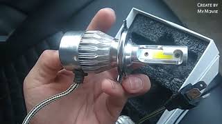 How to install the LED headlight H4 with projector lens [upl. by Arotak]