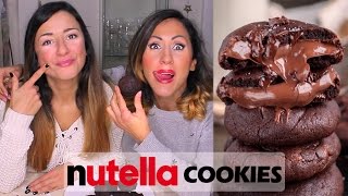 BISCOTTI ALLA NUTELLA Light  Homemade Nutella Cookies  Carlitadolce [upl. by Sinnaoi]