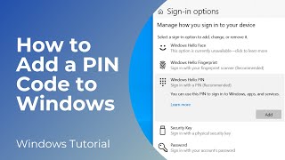 How to Add a PIN Code to Windows 10 [upl. by Dimitri]