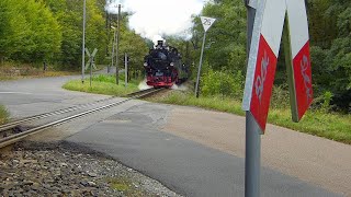 Lößnitzgrundbahn  die 99 747  BÜ nahe HP Friedewald [upl. by Brout403]