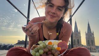 ASMR On a Rooftop in Vienna Eating Breakfast [upl. by Riatsala]