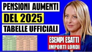 PENSIONI TABELLA UFFICIALE AUMENTI 2025 👉 ECCO TUTTI I DATI E I VOSTRI AUMENTI LORDI [upl. by Notak940]