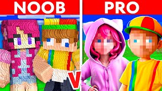 Noob vs Pro Realistic Minecraft House Build Battle [upl. by Tim803]