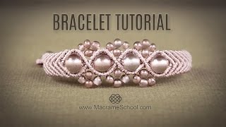 Wavy Macramé Flower Bracelet Tutorial by Macrame School [upl. by Akibma]