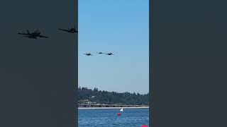 EA18G Growlers Flank F6F Hellcat Over Lake Washington in Seattle seattle [upl. by Einnahpets]